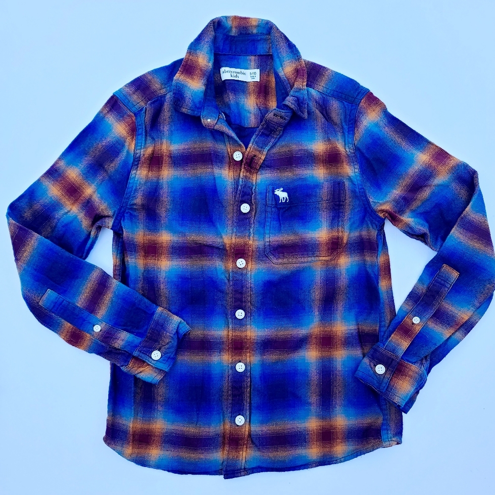 Abercrombie Kids 9/10 Flannel Plaid Button Down Long Sleeve Shirt